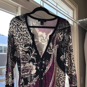 WHBM Purple black cardigan with rhinestone details